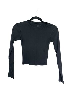 Brandy Melville Black Long Sleeve Ribbed Crew Top